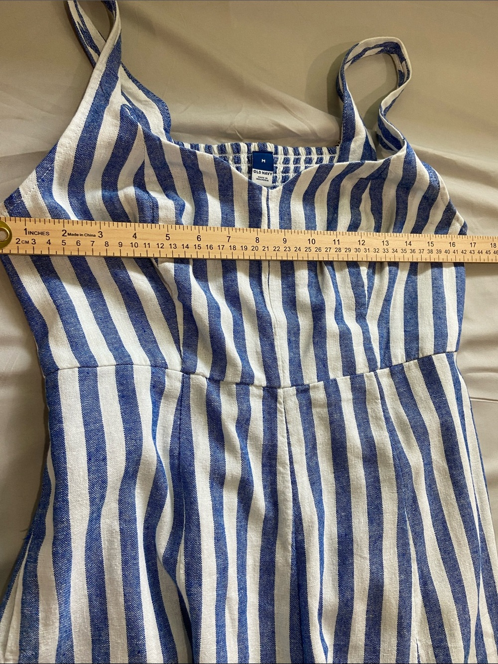 Old Navy Blue & White Striped linen blend Midi Dress Sz M - Picture 4 of 7